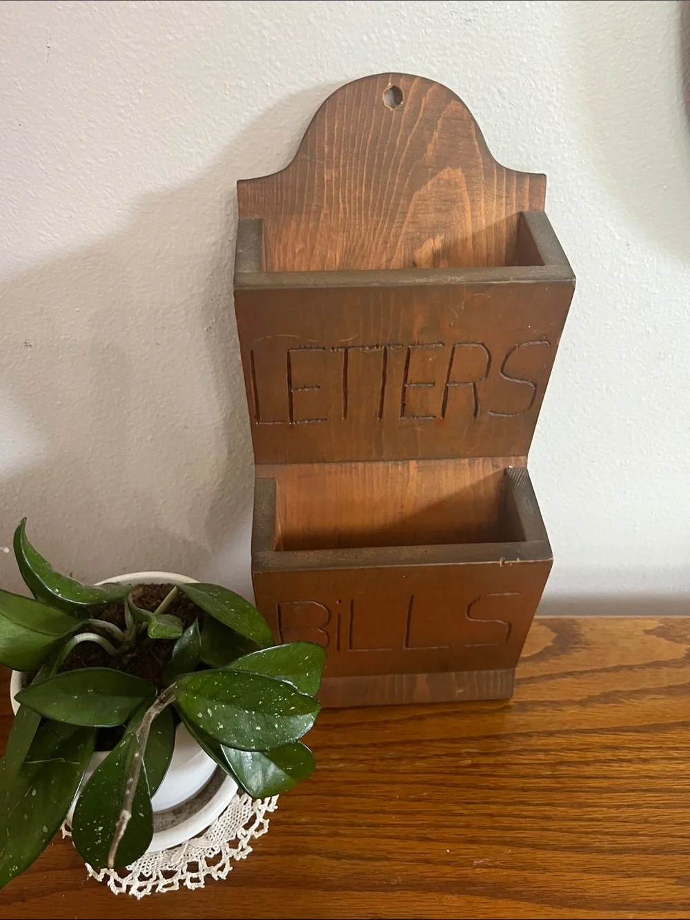 Rustic Brown Wooden cottage core Wall Mail Organizer - Letters & Bills